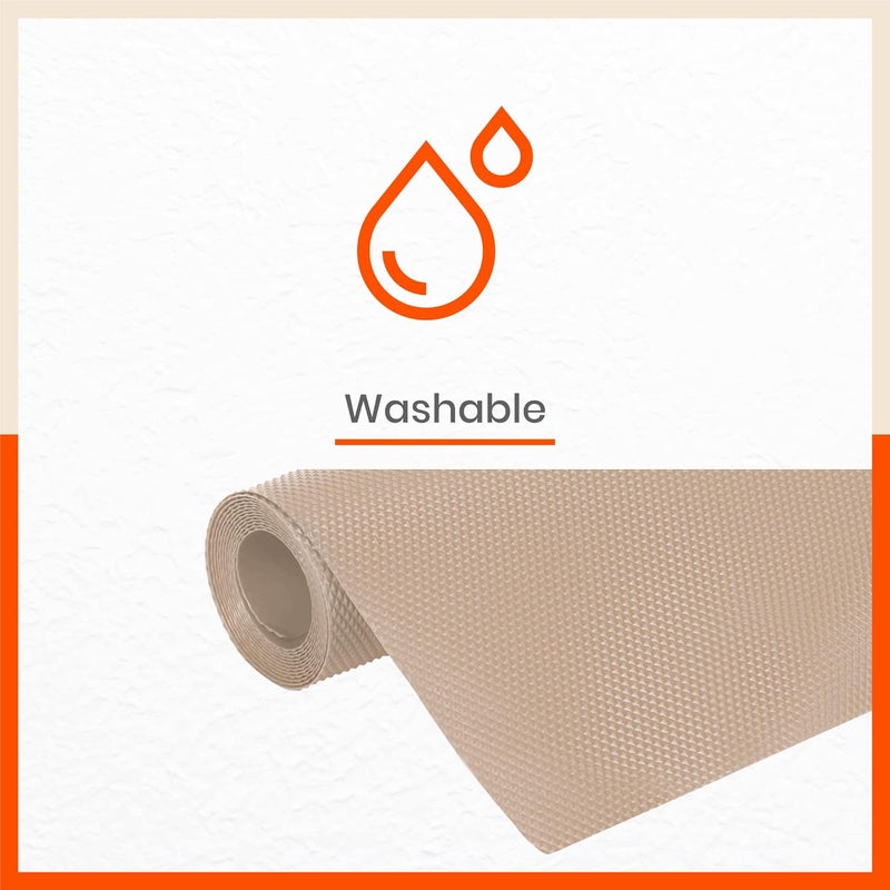 Bathla Multipurpose 45cm x 15m Shelf Liner for Kitchen Drawer Table Fridge AntiSlip Temperature Resistant Washable Reusable Diamond Textured Beige - Image 3