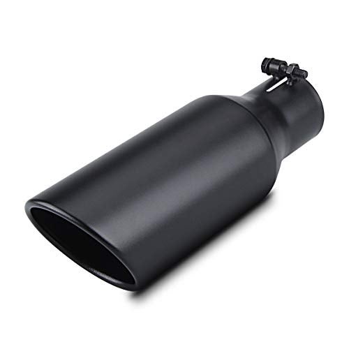LCGP 2.5 Inch Inlet Exhaust Tip 2.5" x 4" x 12" Black Exhaust Tailpipe With Blot-On Design, Universal for Car - Image 1