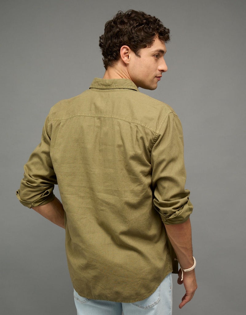American Eagle AE Everyday Button-Up Linen Shirt - Image 4