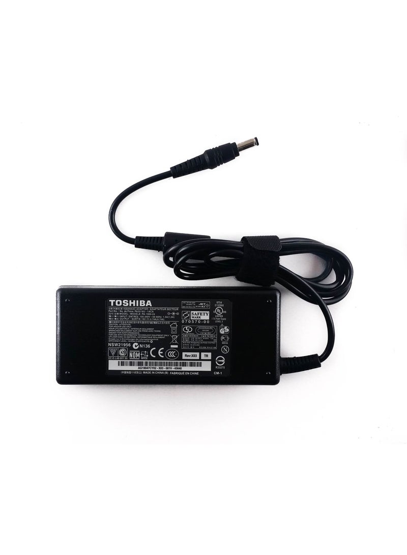 محول طاقة بديل لكمبيوتر محمول من نوع Toshiba 19 فولت / 4.7 أمبير - 2.5 ملليمتر 90 واط/ Satellite 1100 - 1700 - A105 - M115 أسود