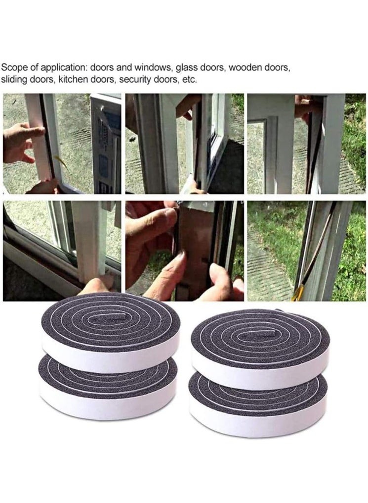 YelaJoy Seal Tape, Strong Adhesive Soundproof Shockproof Gap Sealing Foam Rubber Weather Stripping Strip Tape for Home Window Door Draught Excluder Air Conditioner (4 Rolls of 2m Long Each) - Image 4