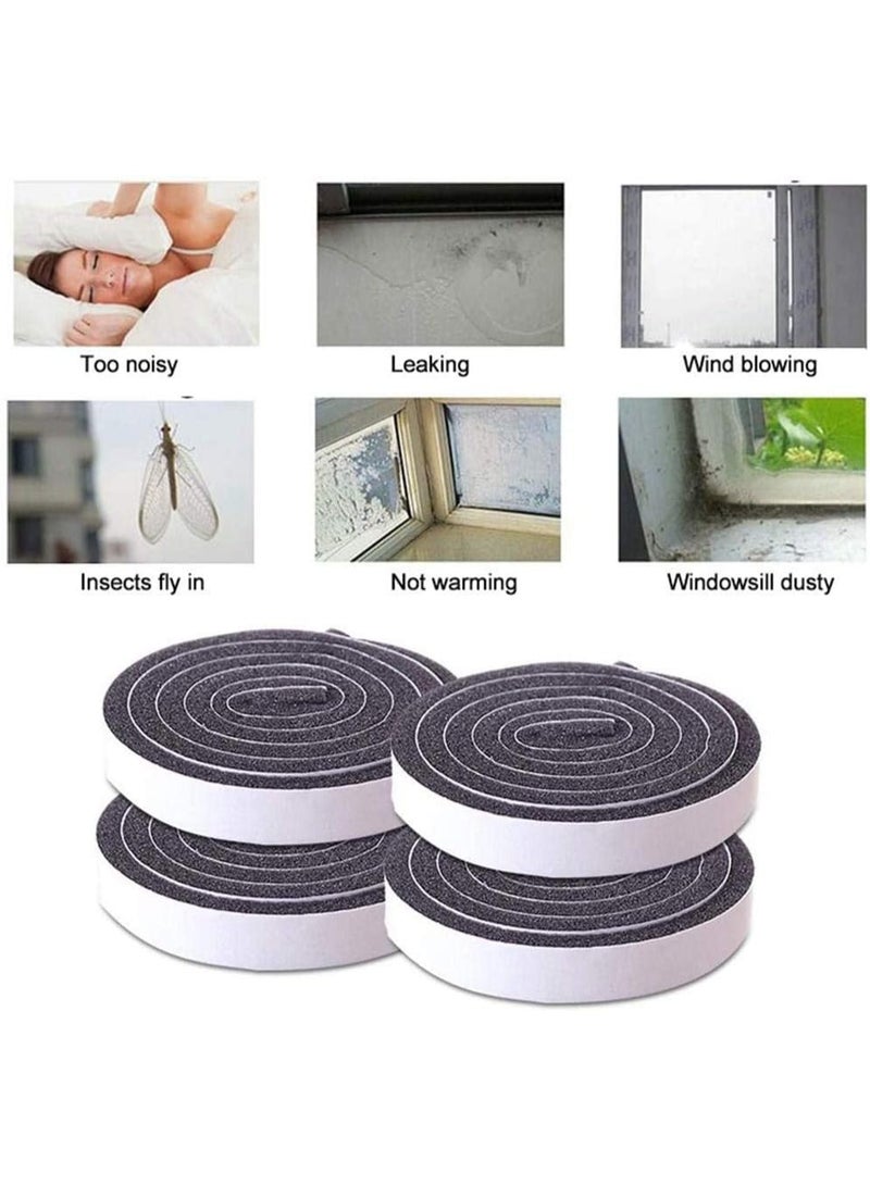 YelaJoy Seal Tape, Strong Adhesive Soundproof Shockproof Gap Sealing Foam Rubber Weather Stripping Strip Tape for Home Window Door Draught Excluder Air Conditioner (4 Rolls of 2m Long Each) - Image 2