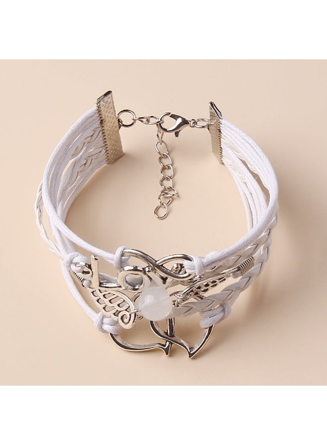 Goolsky سوار حبل جلد PU الإبداعي بتصميم قلبين رقم 8 بوهيمي مجوهرات سبائك للنساء هدية إبداعية - Image 2