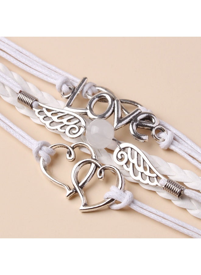 Goolsky سوار حبل جلد PU الإبداعي بتصميم قلبين رقم 8 بوهيمي مجوهرات سبائك للنساء هدية إبداعية - Image 3