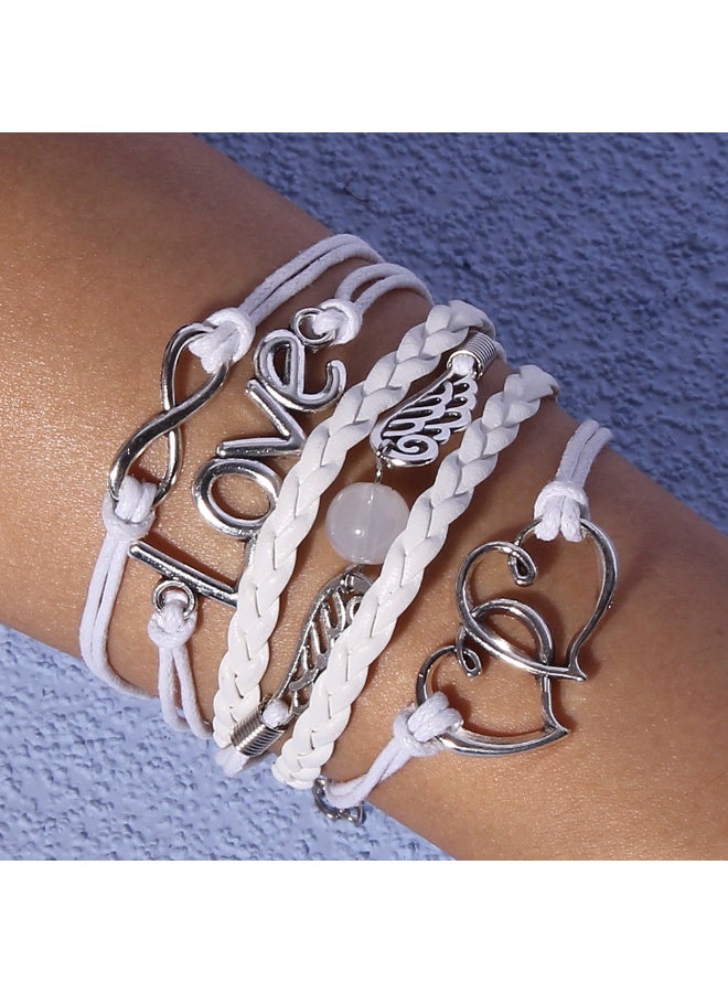 Goolsky سوار حبل جلد PU الإبداعي بتصميم قلبين رقم 8 بوهيمي مجوهرات سبائك للنساء هدية إبداعية - Image 4