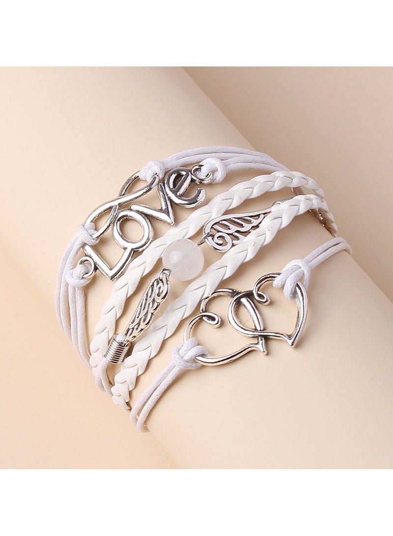 Goolsky سوار حبل جلد PU الإبداعي بتصميم قلبين رقم 8 بوهيمي مجوهرات سبائك للنساء هدية إبداعية - Image 5