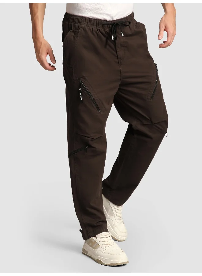 Beyoung Brown 4 Pocket Utility Zipper Cargo Pants