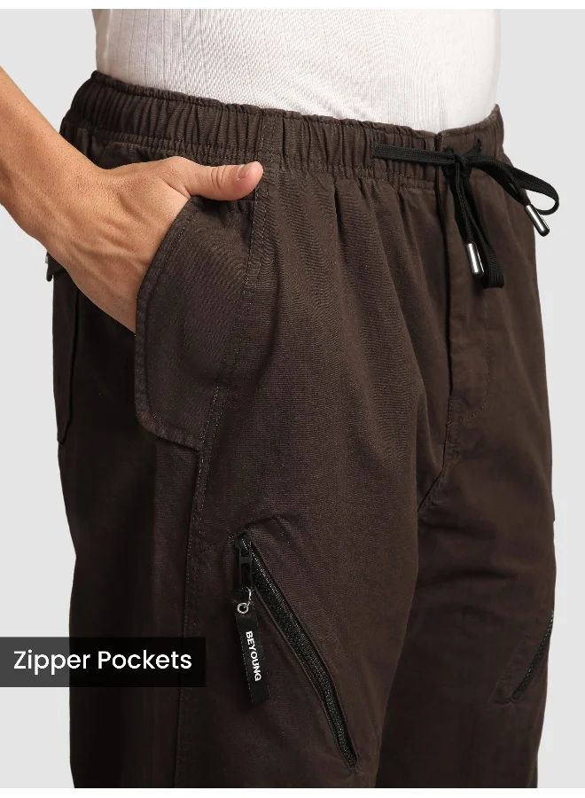 Beyoung Brown 4 Pocket Utility Zipper Cargo Pants