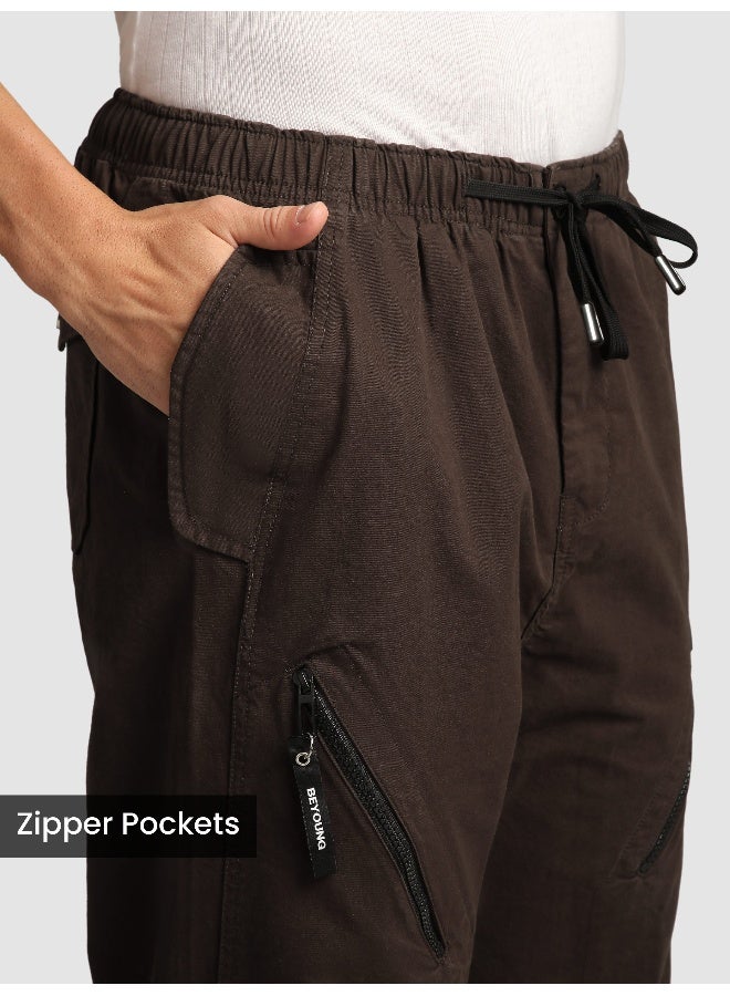 Beyoung Brown 4 Pocket Utility Zipper Cargo Pants  - Image 3