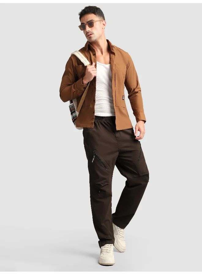 Beyoung Brown 4 Pocket Utility Zipper Cargo Pants