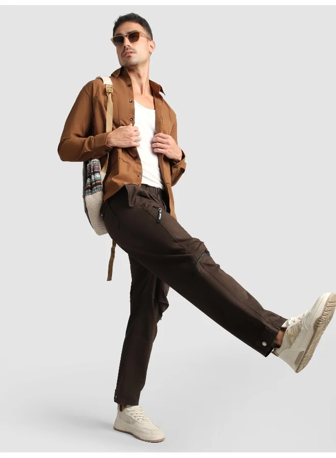 Beyoung Brown 4 Pocket Utility Zipper Cargo Pants