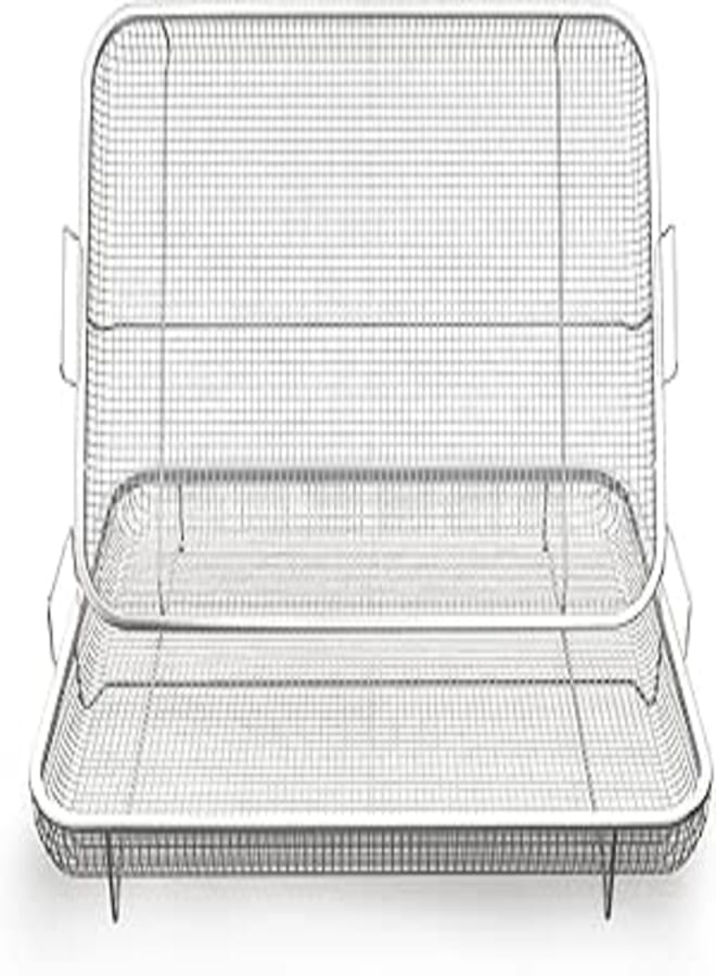 DEMEDO Oversize Air Fryer Basket for Oven, 18.1"W X 11.8"D Stainless Steel Crisper Tray, Large Air Fryer Rack for Oven, Non-Stick Mesh Basket, Range Oven Air Fryer Basket, Grill basket for Wall Oven