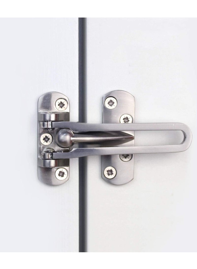 Y&D Door Lock Latch, Home Security Swing Bar Guard for Kids, Hotel Thicken Solid Zinc Alloy Reinforcement Lock, Silver 2 Pack - Image 2