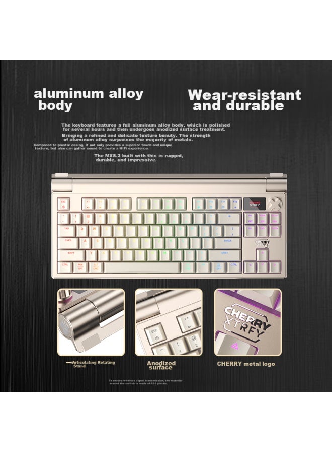 Cherry Mx 8.3 Wireless Keyboard, 8k Scanning Rate, Aluminum Alloy Body, Gasket Structure, Hot-swappable, Bluetooth Tri-mode Mechanical Keyboard With Rgb Lighting, Space Gold, Brown Switch - Image 2