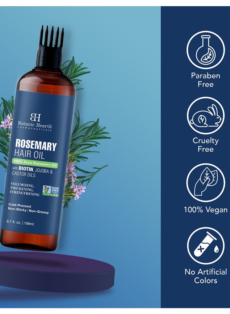 Botanic Hearth Pack of 2 - 100% Pure Rosemary Oil 198 ml For Hair Growth Infused With Biotin Hair Strenghtening Treatment Nourishing & Volumizing With Jojoba Oil & Castor Oil - Image 4