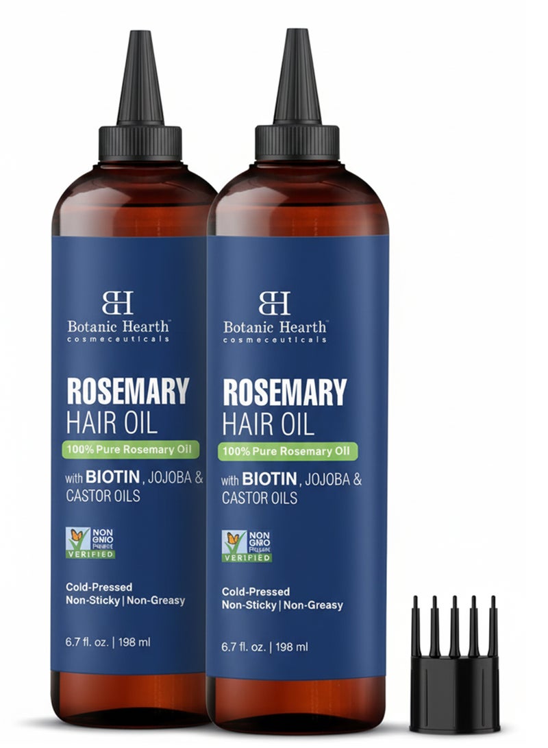 Botanic Hearth Pack of 2 - 100% Pure Rosemary Oil 198 ml For Hair Growth Infused With Biotin Hair Strenghtening Treatment Nourishing & Volumizing With Jojoba Oil & Castor Oil - Image 1