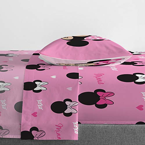 Jay Franco Kids Sheet Set with Fitted, Flat Sheets & Pillow Cover - Ultra-Soft Bedding with Pillowcase for Room Decor, Pink - Minnie Mouse, 3 Piece Twin - Image 4