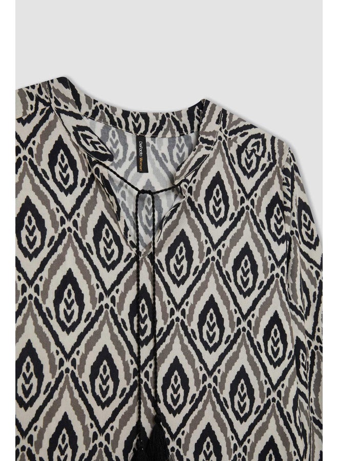 DeFacto Woman Woven Regular Fit C Neck Long Sleeve Blouse  - Image 3