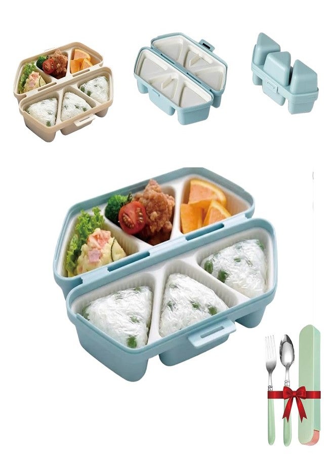 EVSISOK 6-in-1 Triangle Onigiri Mold, 6-in-1 Triangle Sushi Molds, Foldable Triangle Rice Ball Molds. Quick to Make, Non-stick for Picnics and Making Sushi. Easy to Store and Carry. (Blue) - Image 1