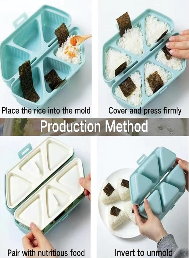 EVSISOK 6-in-1 Triangle Onigiri Mold, 6-in-1 Triangle Sushi Molds, Foldable Triangle Rice Ball Molds. Quick to Make, Non-stick for Picnics and Making Sushi. Easy to Store and Carry. (Blue) - Image 2