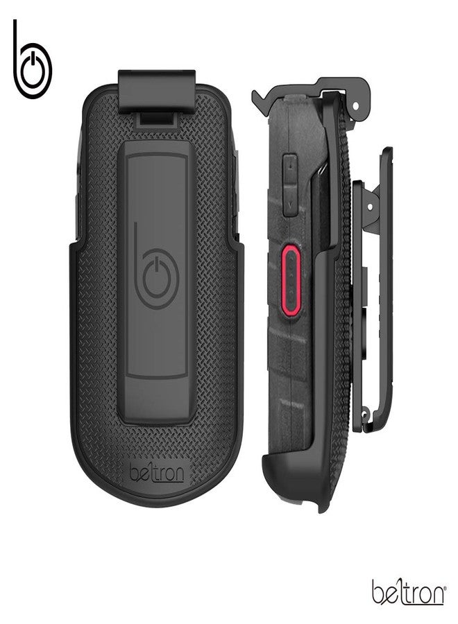 جراب BELTRON DuraXV LTE بمشبك حزام، جراب حامل دوار شديد التحمل بمشبك حزام لهاتف Kyocera DuraXV LTE E4610 (Verizon) و DuraXE E4710 (AT&T)، تثبيت آمن مع مزلاج سريع الفتح وحامل قابل للطي، أسود - Image 4