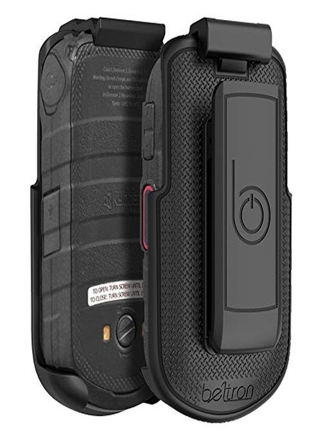 جراب BELTRON DuraXV LTE بمشبك حزام، جراب حامل دوار شديد التحمل بمشبك حزام لهاتف Kyocera DuraXV LTE E4610 (Verizon) و DuraXE E4710 (AT&T)، تثبيت آمن مع مزلاج سريع الفتح وحامل قابل للطي، أسود - Image 1