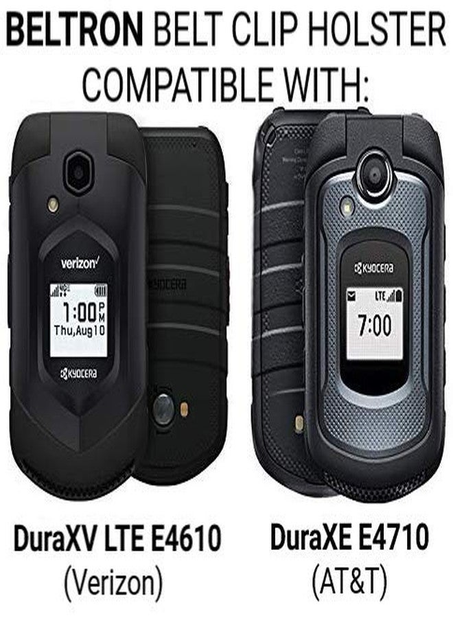 جراب BELTRON DuraXV LTE بمشبك حزام، جراب حامل دوار شديد التحمل بمشبك حزام لهاتف Kyocera DuraXV LTE E4610 (Verizon) و DuraXE E4710 (AT&T)، تثبيت آمن مع مزلاج سريع الفتح وحامل قابل للطي، أسود - Image 2