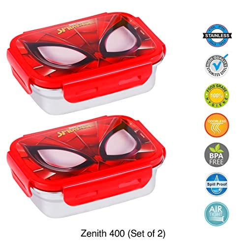 SKi Homeware Zenith 400-Set of 2 Steel Lunch Box (Spiderman Eyes) - Image 4