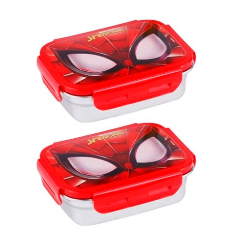 SKi Homeware Zenith 400-Set of 2 Steel Lunch Box (Spiderman Eyes) - Image 1