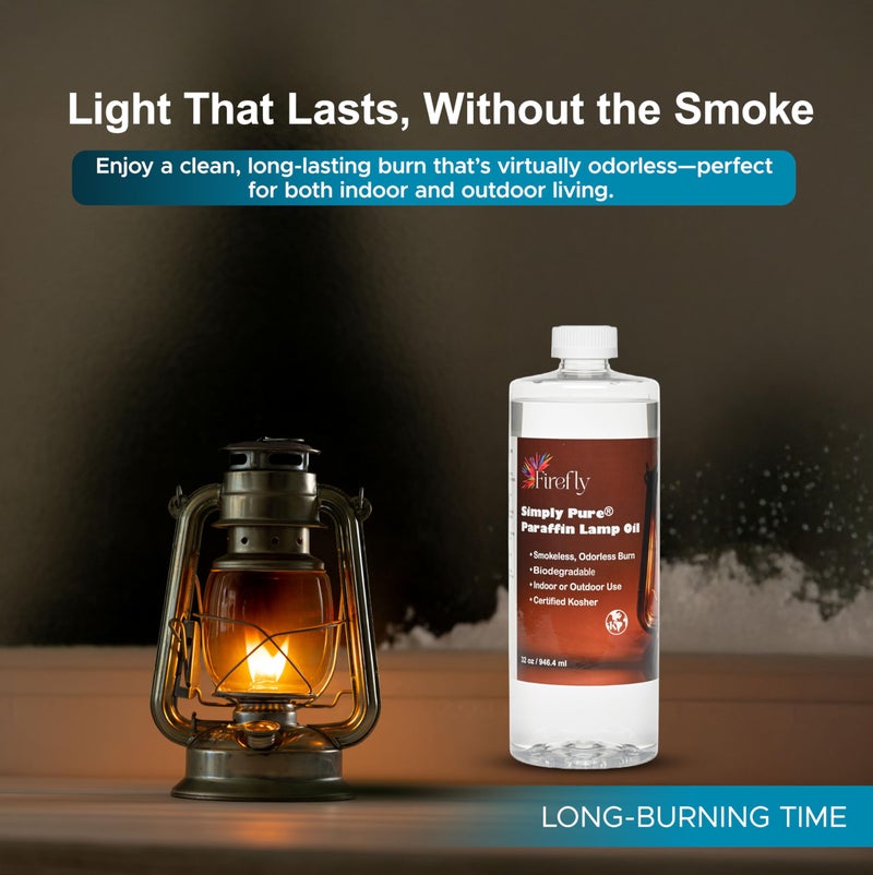 Firefly Kosher Odorless Paraffin Lamp Oil - Clean, Smokeless, Virtually Odorless, Long-Lasting- 32 Oz - Image 2