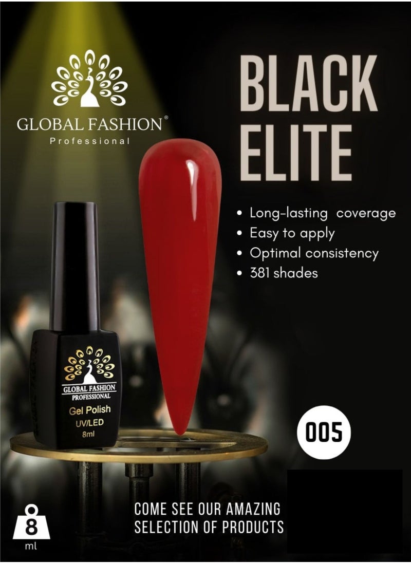 GLOBAL FASHION Global Fashion Black Elite Gel Polish | 132 Colors of Long-Lasting Elegance - 8ml | 005  - Image 2
