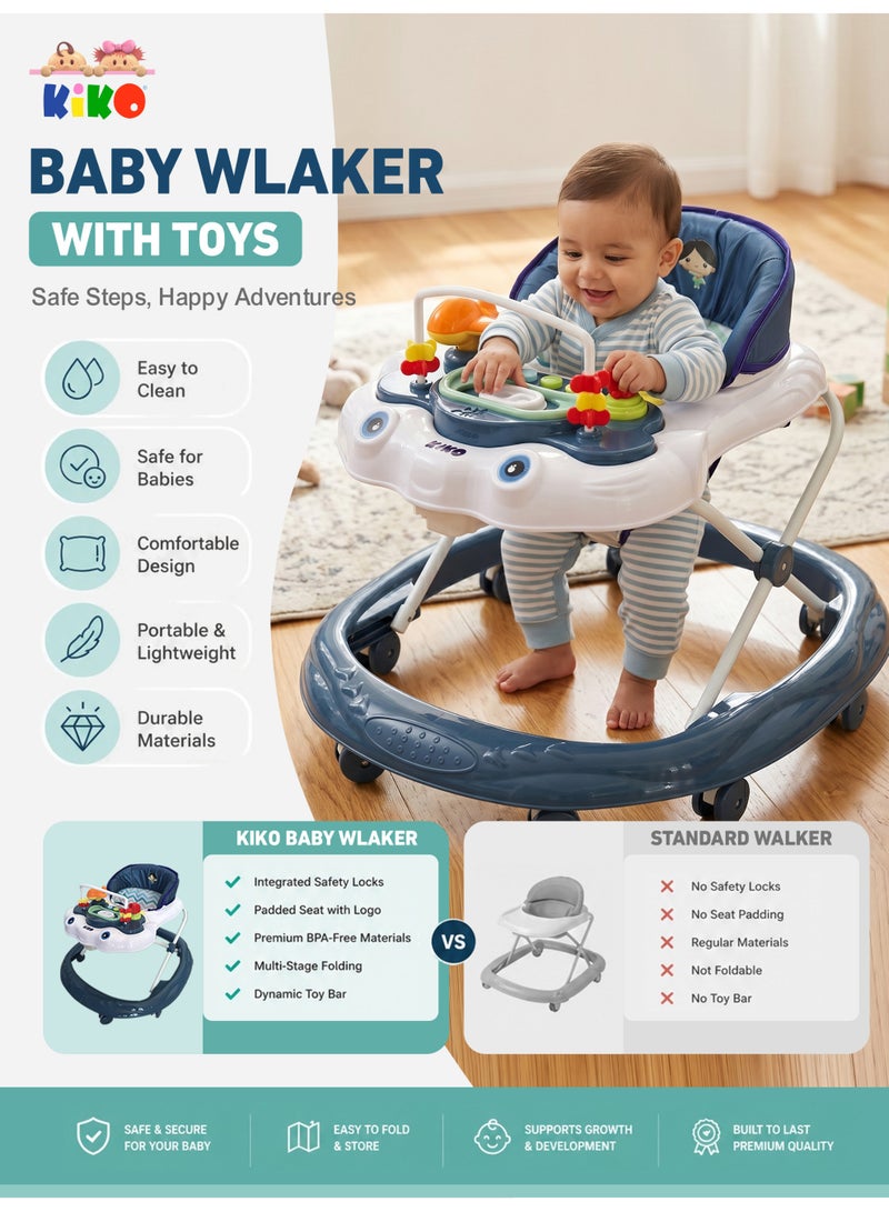 Kiko Baby Walker With Toys - Blue - Image 2