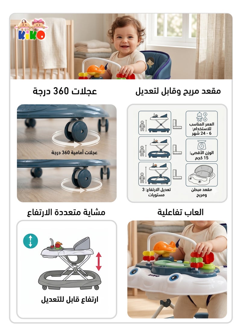 Kiko Baby Walker With Toys - Blue - Image 4