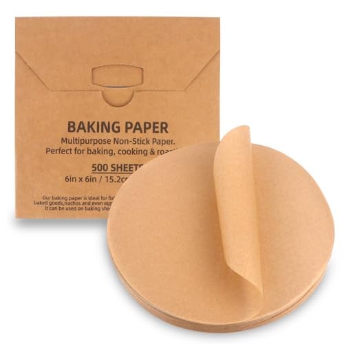 Tikxlafe 500 Pcs 6 inch Round Unbleached Parchment Paper - Natural Precut Patty Paper for Tortilla Press and Cake Pan - Image 1