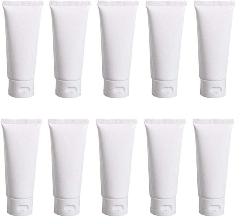VASANA 20PCS 50ML/1.7oz Empty Refillable Plastic Soft Tubes Squeezable Bottle White Cosmetic Storage Containers for Package Facial Cleanser Hand Cream Cosmetic Lotion