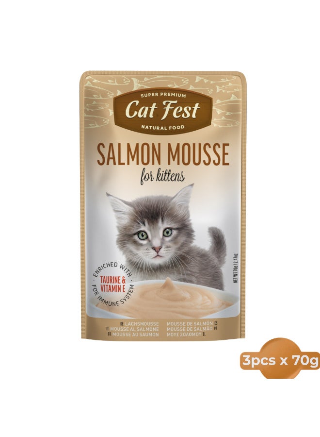 Cat Fest Salmon Mousse for Kittens Wet Cat Food – 70g x 3 Pack - Image 1