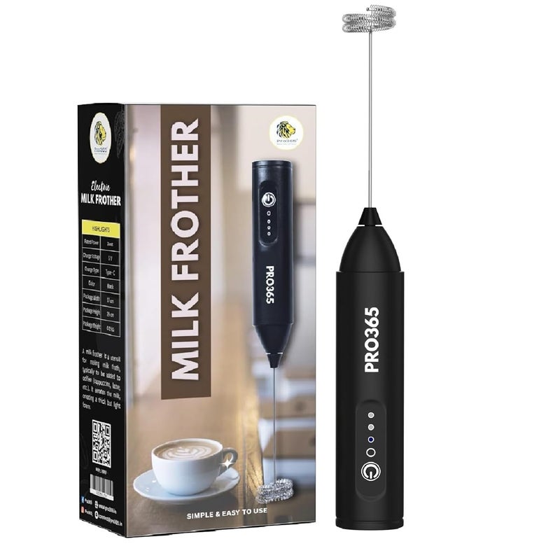 PRO365 PRO365 Quick Charge Portable 3Speed USB Electric Frother Dual Spring Stirrer Stainless Steel for Lattes Creamy Drinks Coffee Milkshakes ERecipe Book Included 1 Year Replacement Warranty - Image 1