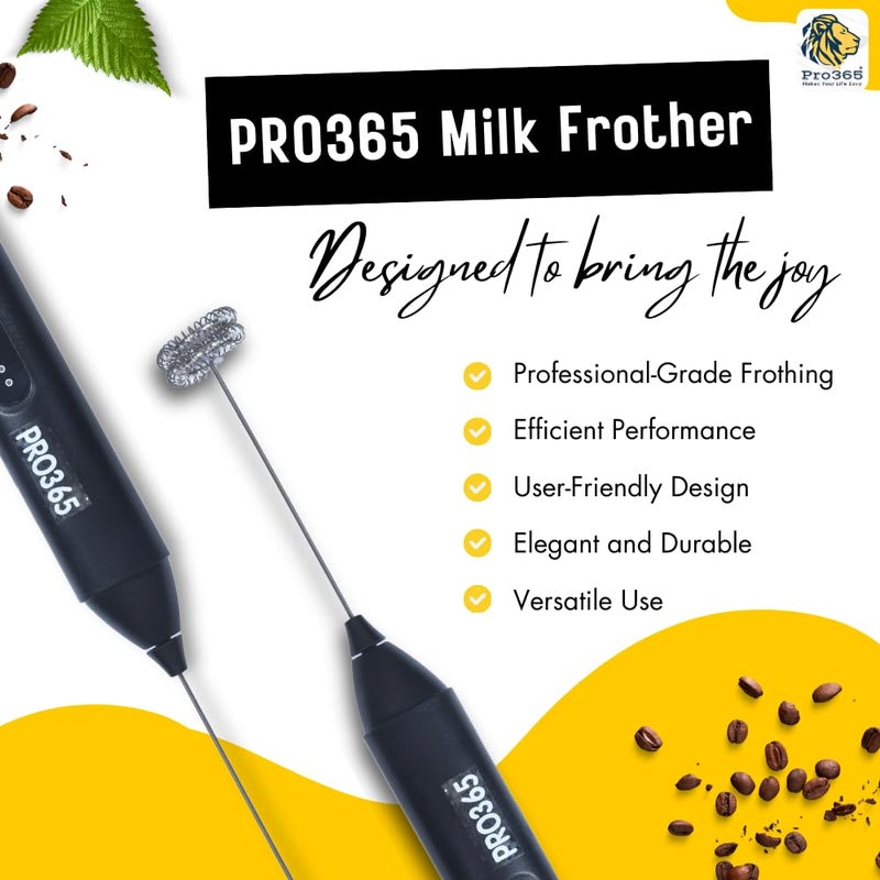 PRO365 PRO365 Quick Charge Portable 3Speed USB Electric Frother Dual Spring Stirrer Stainless Steel for Lattes Creamy Drinks Coffee Milkshakes ERecipe Book Included 1 Year Replacement Warranty - Image 4