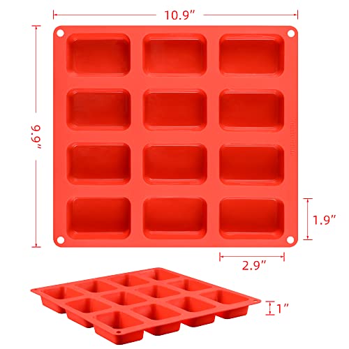 CAKETIME Silicone Mini Loaf pan, Mini Bread Pan Brownie Pan, 12 Cavities Nonstick Food Grade for Baking Bread, Brownie, Cornbread, Cheesecake and Chocolate (1 Pack) - Image 3