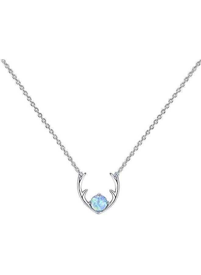 PAVOI 14K Gold Plated Opal Pendant Necklaces for Women | Created Opal Cubic Zirconia Dainty Necklace | erfly Round Triangle Antler Bar Pendants - Image 1