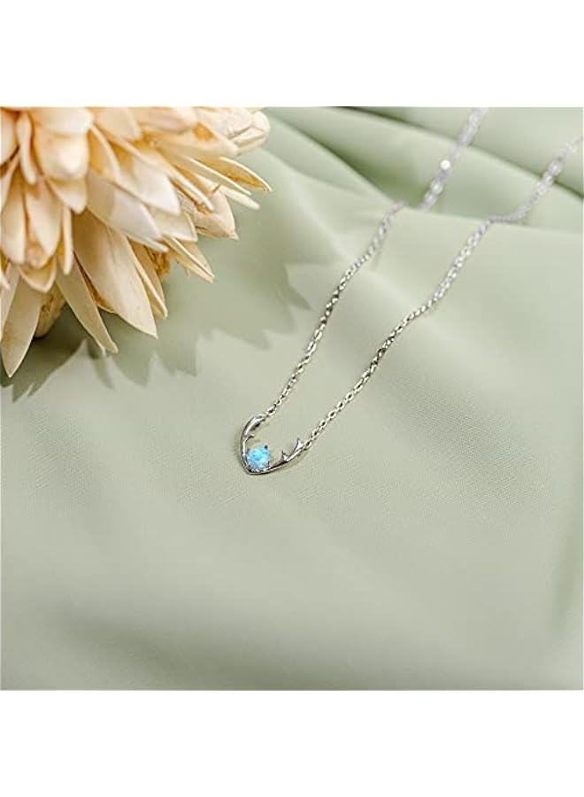 PAVOI 14K Gold Plated Opal Pendant Necklaces for Women | Created Opal Cubic Zirconia Dainty Necklace | erfly Round Triangle Antler Bar Pendants - Image 3