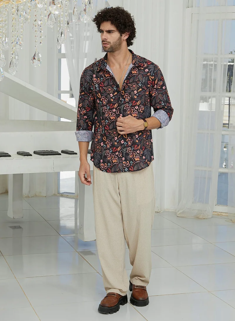 CAHOOT  Men's Onyx Black Botanical Folklore Shirt for Men | Best Price UAE