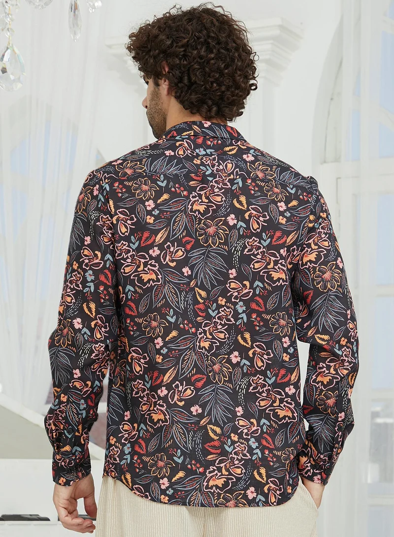 CAHOOT  Men's Onyx Black Botanical Folklore Shirt for Men | Best Price UAE