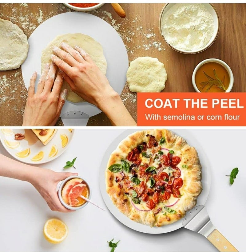 Shoppers Hub PNQ 10 Inches Wide Round Flat Pizza Lifter Shovel Pizza Peel with 65 Inches Long Wooden Handle for Ideal Heavt Duty Use in Pizzerias Hotels Restaurants Cafes Commercial Places  - Image 4