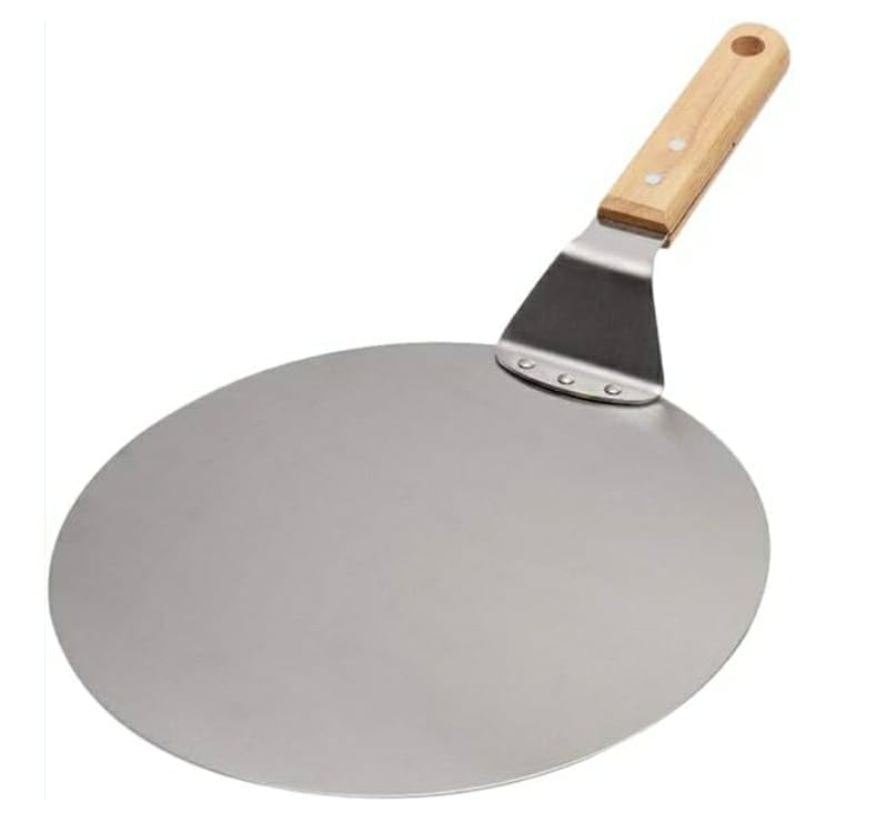 Shoppers Hub PNQ 10 Inches Wide Round Flat Pizza Lifter Shovel Pizza Peel with 65 Inches Long Wooden Handle for Ideal Heavt Duty Use in Pizzerias Hotels Restaurants Cafes Commercial Places  - Image 1