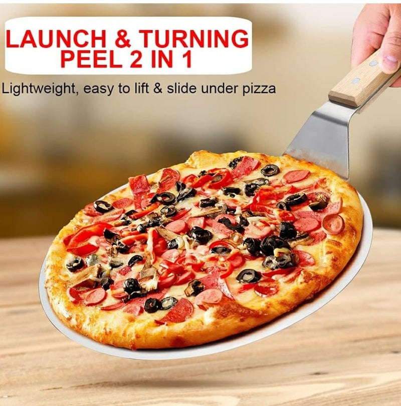 Shoppers Hub PNQ 10 Inches Wide Round Flat Pizza Lifter Shovel Pizza Peel with 65 Inches Long Wooden Handle for Ideal Heavt Duty Use in Pizzerias Hotels Restaurants Cafes Commercial Places  - Image 5