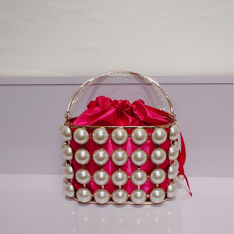 New Birdcage Bag Hollow French Vintage Vegetable Basket Bag Dinner Style Pearl Bag Hand-Held Handbag Women'S Bag - Image 1