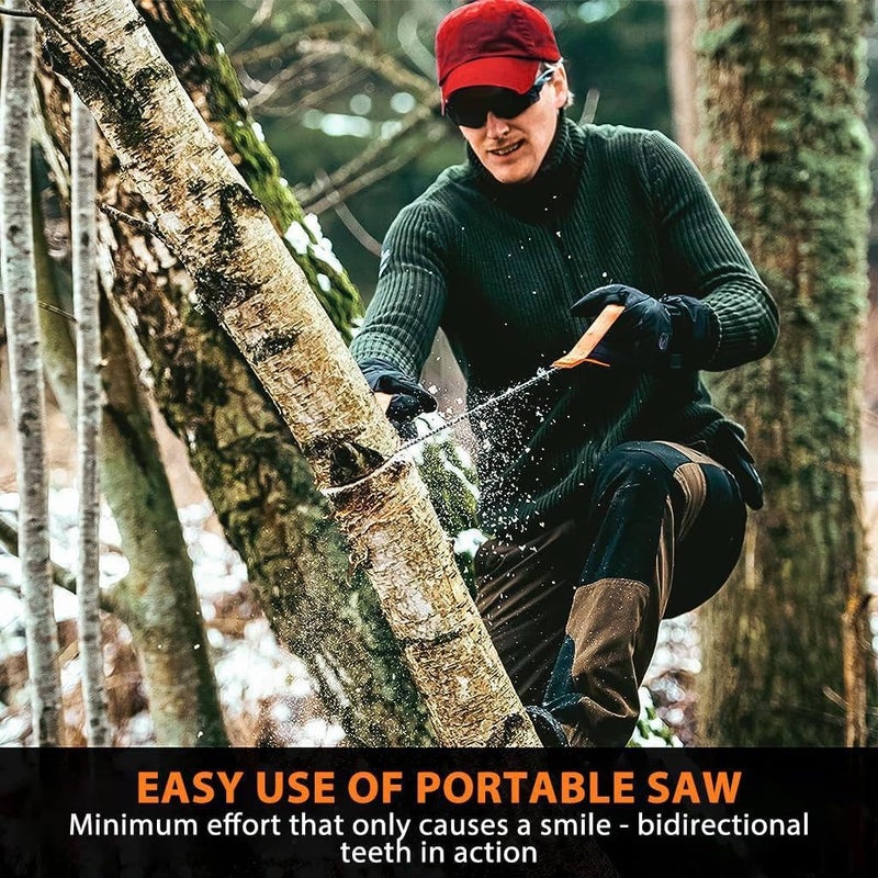 VIHM VIHM Outdoor Pocket Chainsaw24 Inch Compact Folding Hand Saw Tool With with Orange StrapsEmergency Outdoor Survival Gear for Camping Hunting Hiking Cutting Wood Tree  - Image 3