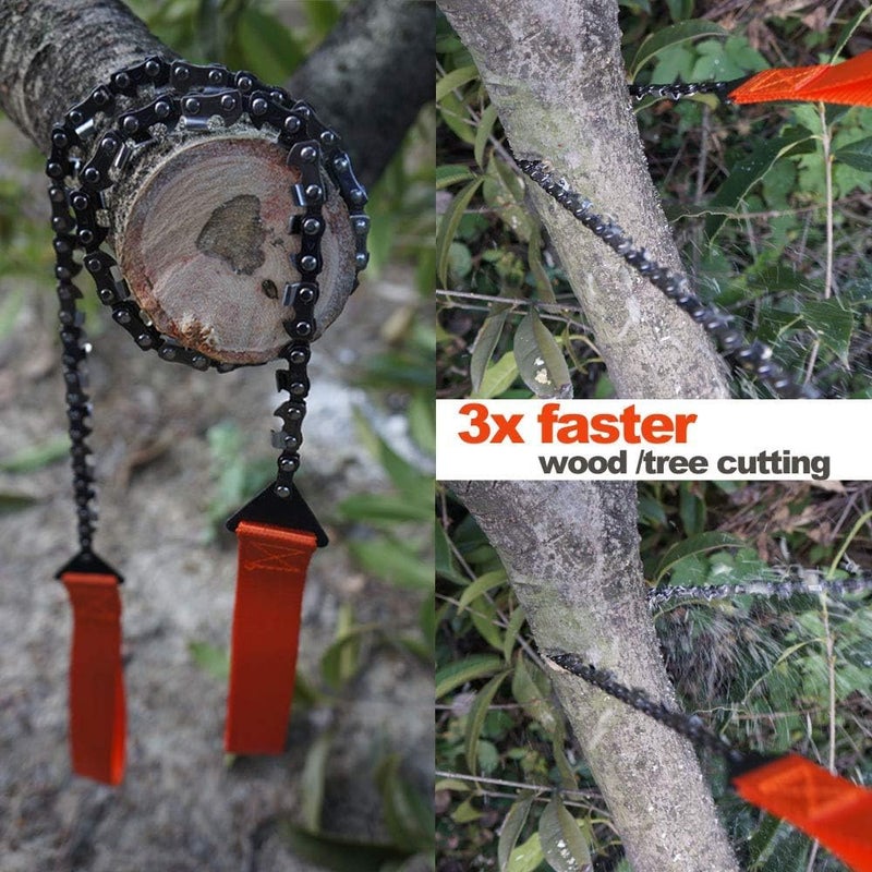 VIHM VIHM Outdoor Pocket Chainsaw24 Inch Compact Folding Hand Saw Tool With with Orange StrapsEmergency Outdoor Survival Gear for Camping Hunting Hiking Cutting Wood Tree  - Image 5
