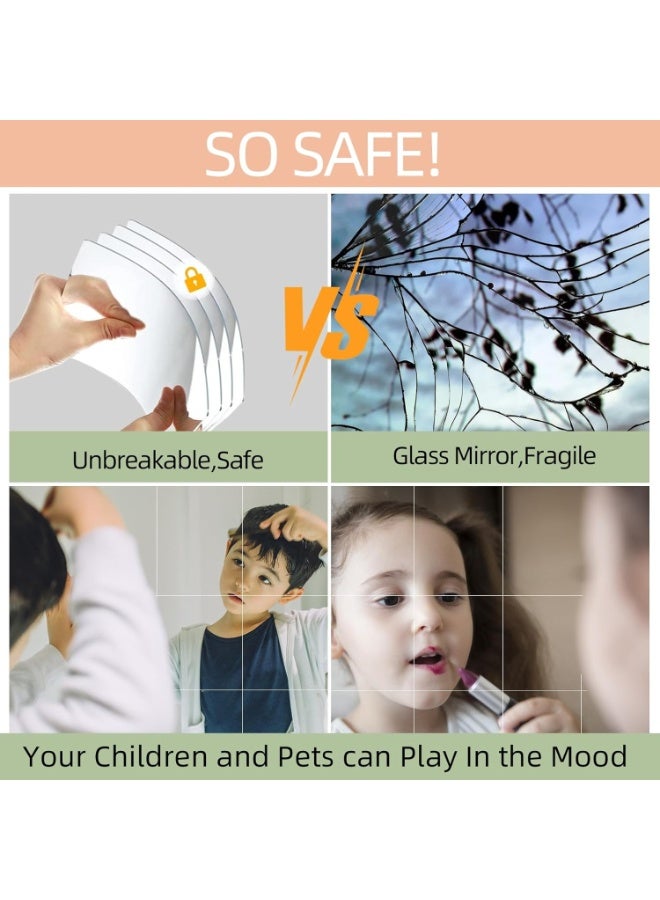 10 قطع من مرايا الحائط المرنة بدون إطار، مرايا بلاط ذاتية اللصق، مرايا حائط أكريليك غير زجاجية DIY لتزيين المنزل (20 * 30 سم) - Image 2